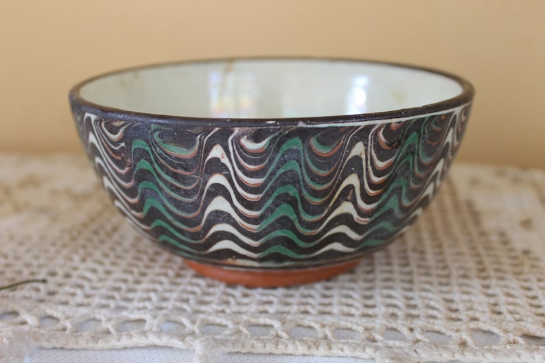 Rustic Home Decor Glazed Clay Bowl Antique Bowl Antique Dish Hand painted Ceramic Bowl Bulgarian Troyan Pottery