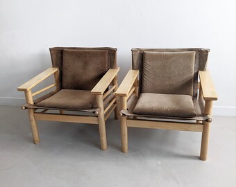 Set of 2 Safari Lounge Chairs 1970's