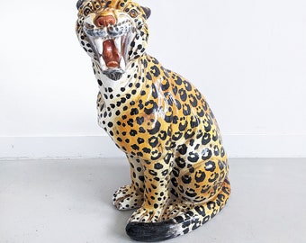 Italian Ceramic Leopard Statue 1960's