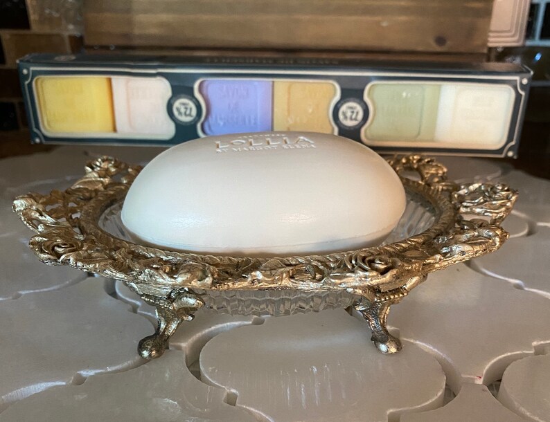 Gold Soap Dish Soap Dish Hand Painted Soft Gold 1950s Gold Etsy