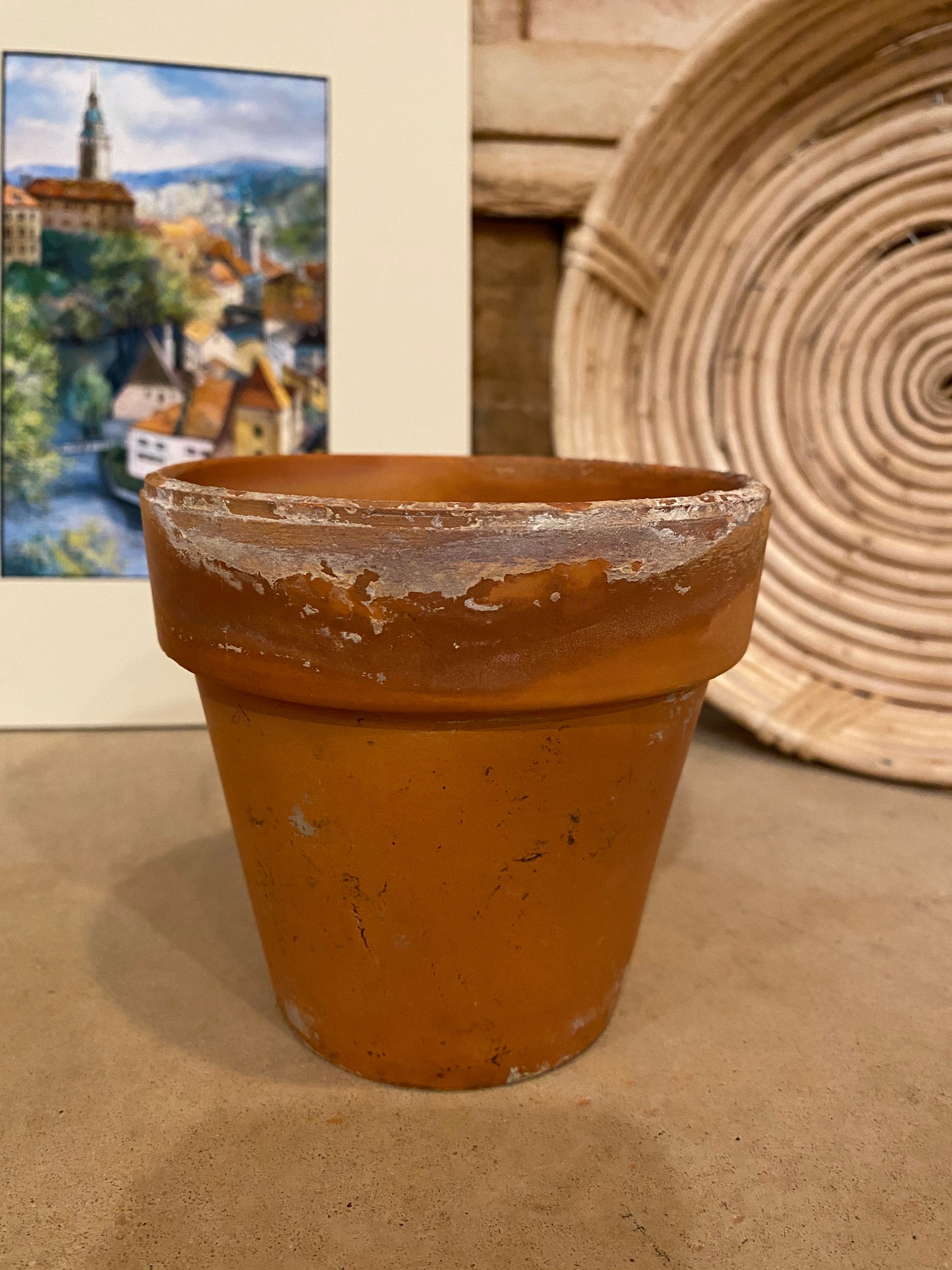 Vintage Terracotta Pot Vintage Naturally Aged Pot Old Etsy