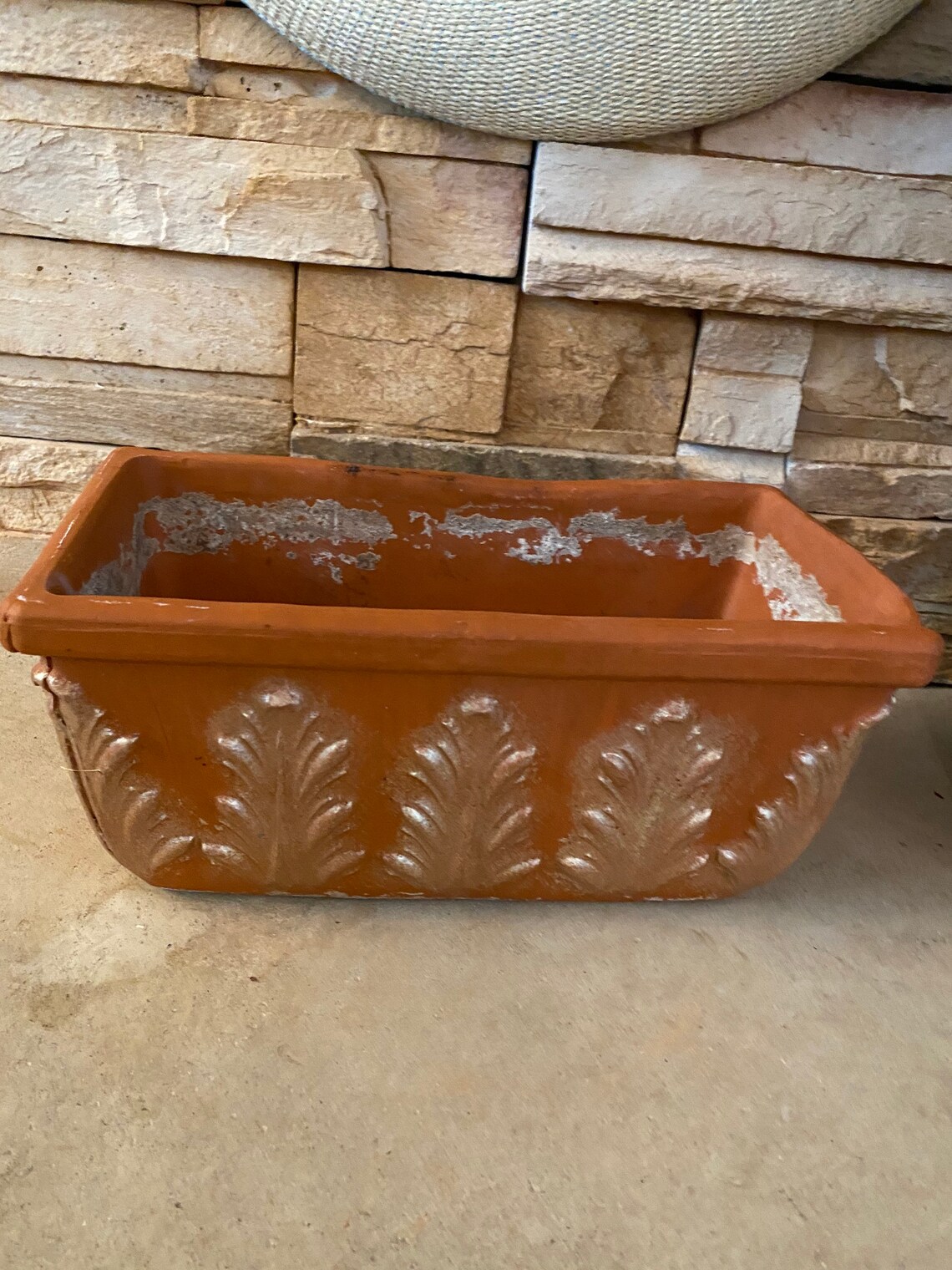 Vintage Terracotta Planter Gold Leaf Planter Gold Decor Etsy