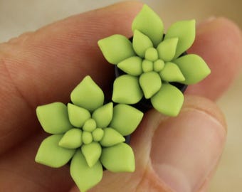 Succulent ear plugs gauges - wedding flesh tunnels