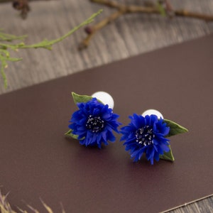 Blue cornflower ear plugs and tunnels Wild flower gauges Stretched ears plugs Cute gift for girlfriend Daughter birthday gift 8g 6g 4g 2g 0g