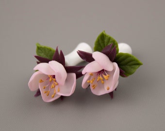 3mm plug earrings 8g earrings 8g gauges for wedding Cherry blossom ear plugs and tunnels 6g 4g 2g 0g 00g tapers flower ear plug bridal gauge