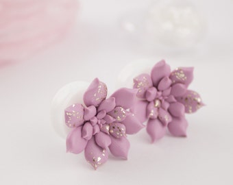 Dusty pink succulent earrings for stretched ears Blush wedding ear plugs Pastel flower gauges Bridal jewelry Rose gold 00g 0g 2g 4g 8g 6g