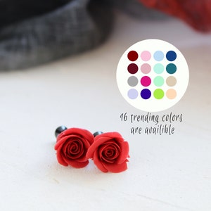 Red rose gauge earring Red flower plugs and tunnels Red bridal plug earrings 8g ear plugs 6g gauge 4g tunnel Rose tunnel Red wedding plug
