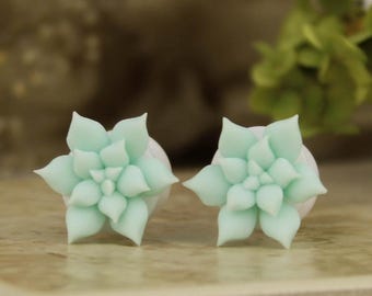 Succulent piercing plugs earrings - bridal gauges