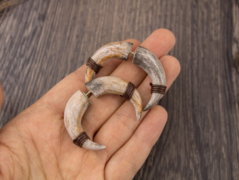 Mens Earrings Horn Gauge Viking Jewelry Men Guy Stud Earrings Etsy