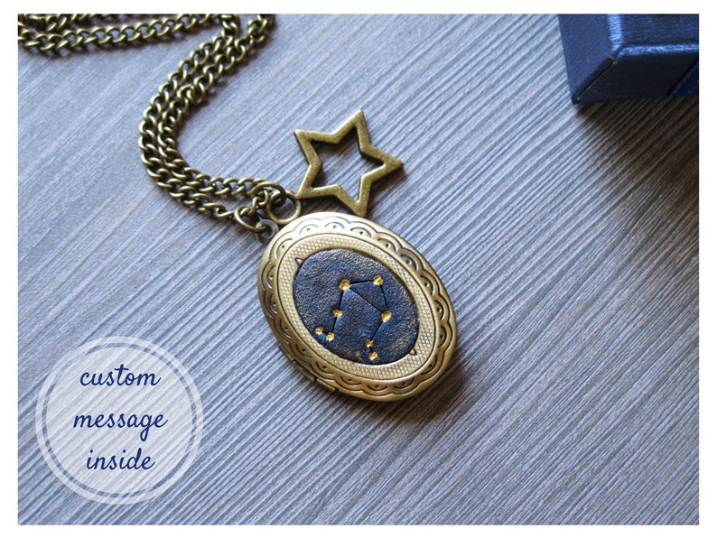 Custom gift I love you to the moon and back Personalize locket necklace Secret message necklace for mom gift for mother Zodiac celestial image 7