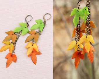 Fall jewelry Coworker gift for sister Leaf Drop earrings Leaf jewelry Best selling items Floral jewelry Botanical jewelry Gardening gift