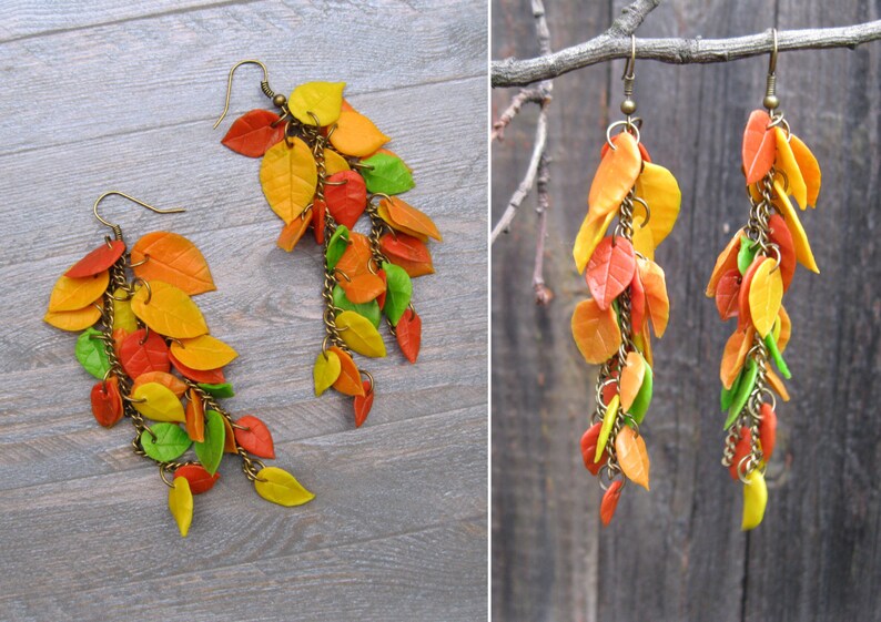 Thanksgiving Gift for Girlfriend Leaf Earrings Dangle Earrings Etsy
