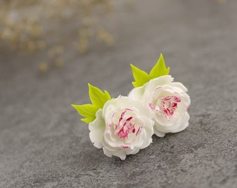 Bridal plugs and tunnels white peony ear plugs peony ear gauges wedding gauge earring wedding plug earrings flower wedding tunnels and plugs