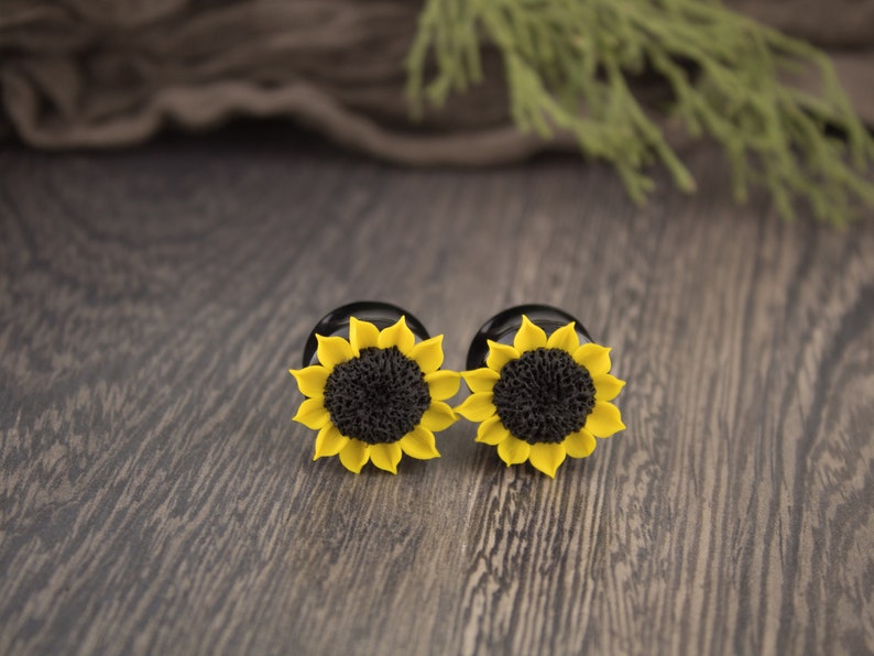Sunflower ear gauges Sunflower ear plugs and tunnels gauges Etsy
