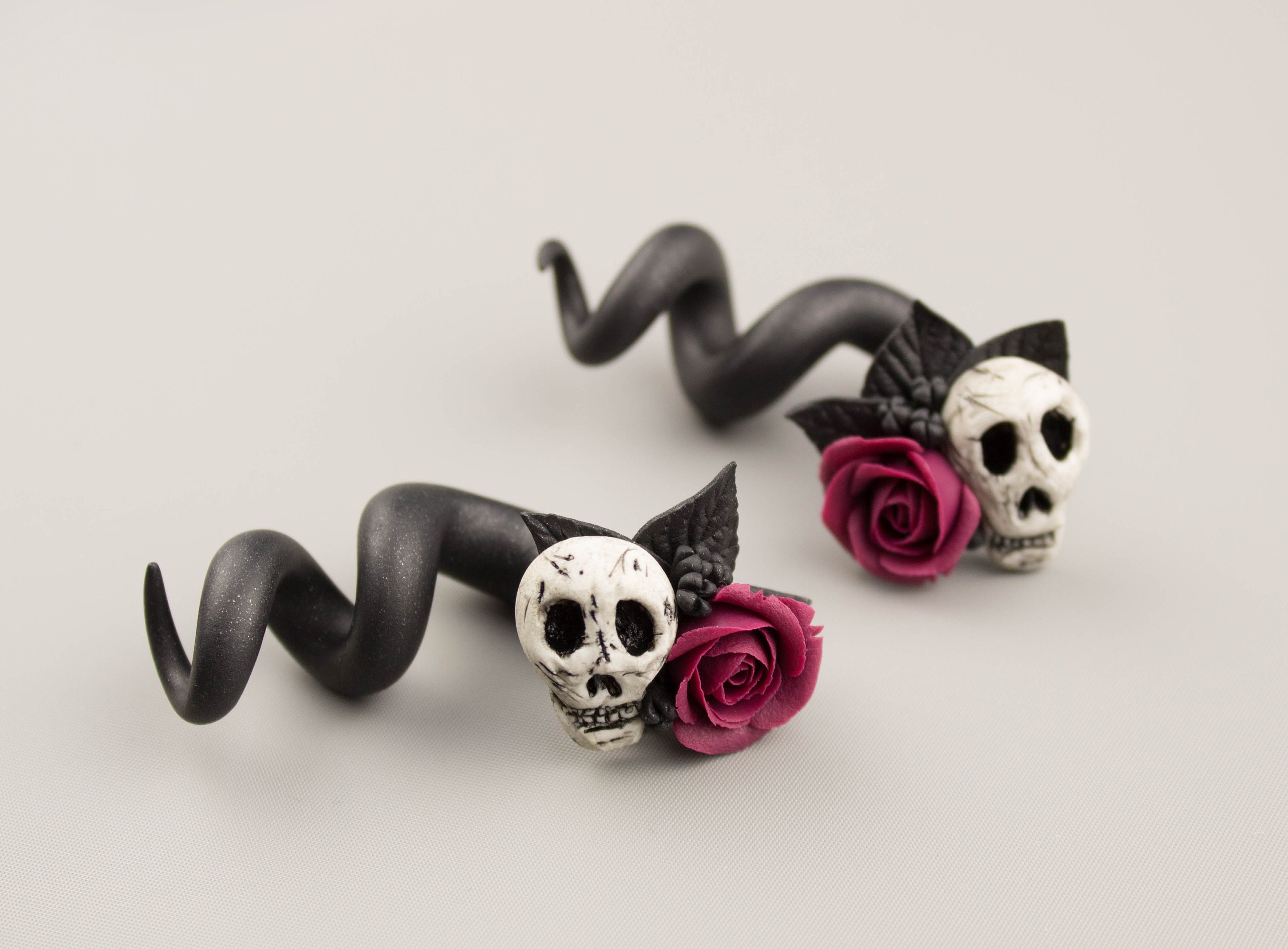 Skull gauge earrings Faux plugs Fake ear gauges tunnels Etsy