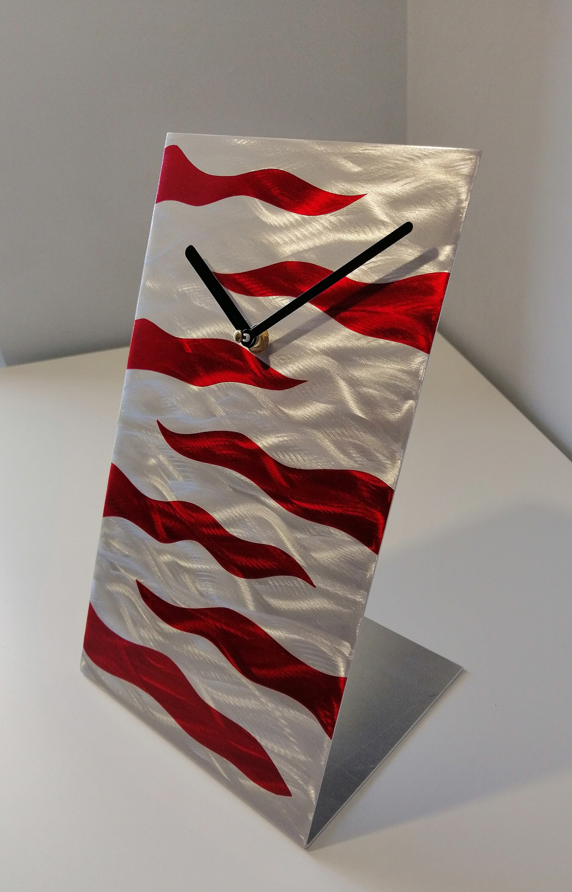 Red Modern Table Clock Contemporary Table Clock Modern Etsy