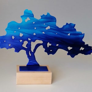 Blue Metal Tree Sculpture Metal Art Tree Decor Modern Tree | Etsy