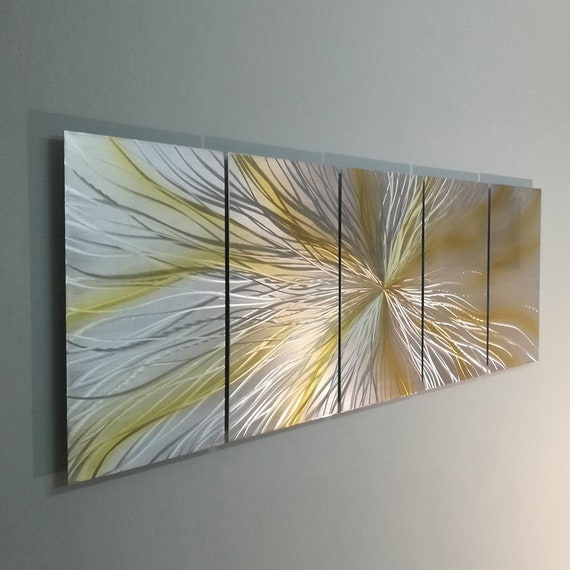 Silver Gold Multipanel Abstract Metal Wall Art Modern Home Uk - Silver And Gold Wall Art Uk