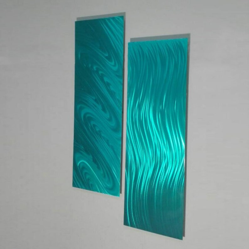 Teal Metal Modern Wall Sculpture Modern Wall Decor Metal Etsy
