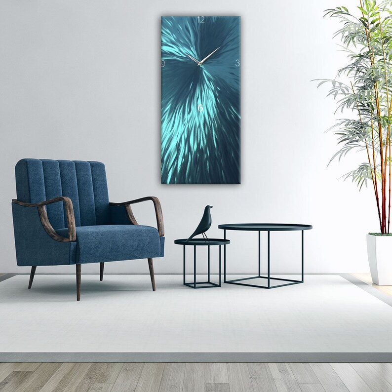 Teal Metal Wall Clock Modern Metal Wall Clock Unique Wall Etsy UK