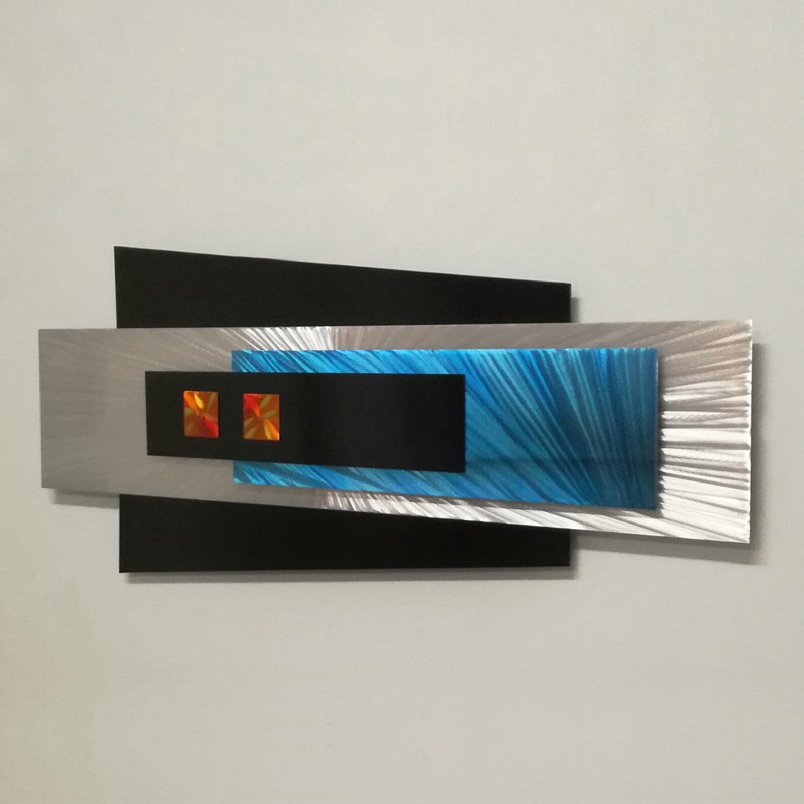 Black & Silver Metal Wall Art Large Geometric Art Abstract Etsy