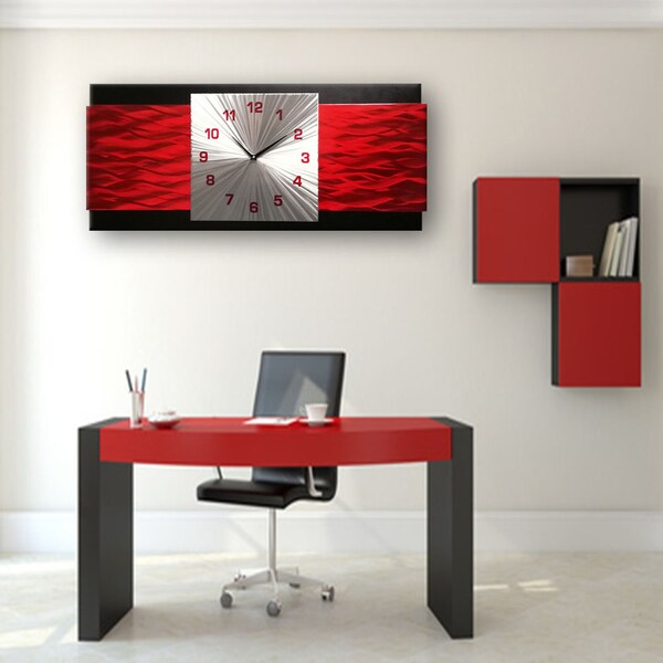 Red Wall Clock Etsy