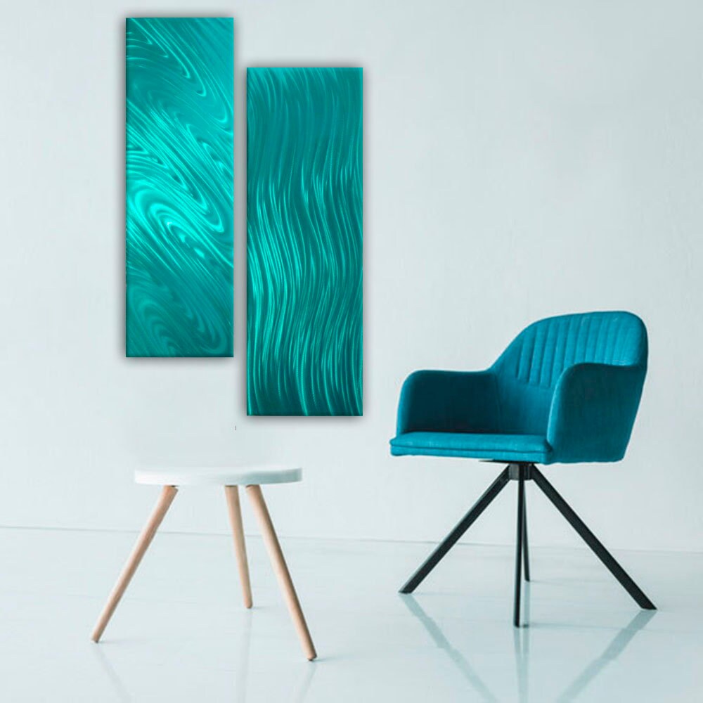 Teal Metal Modern Wall Sculpture Modern Wall Decor Metal Etsy