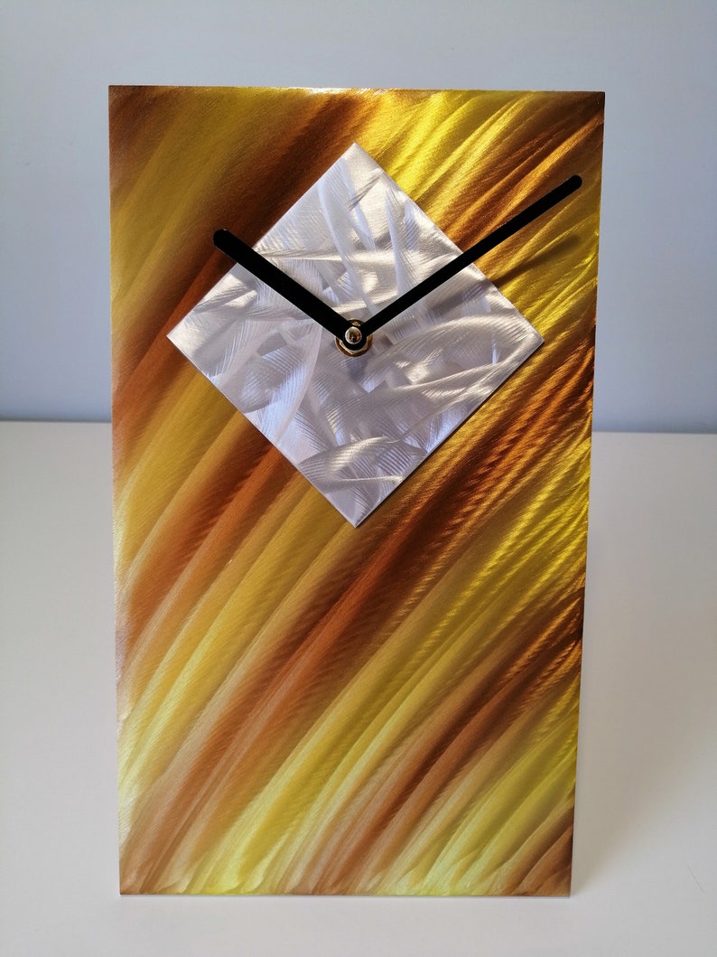 Modern Copperyellow Table Clock Contemporary Table Clock Etsy