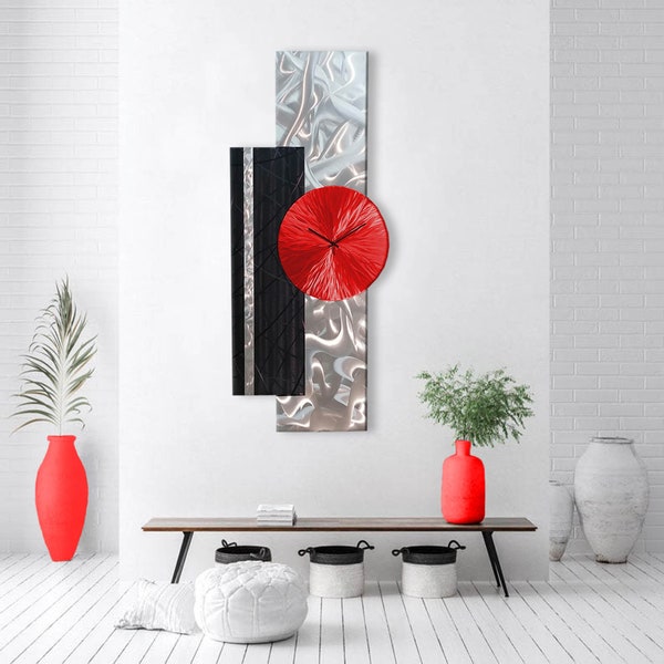 Red Wall Clock Etsy
