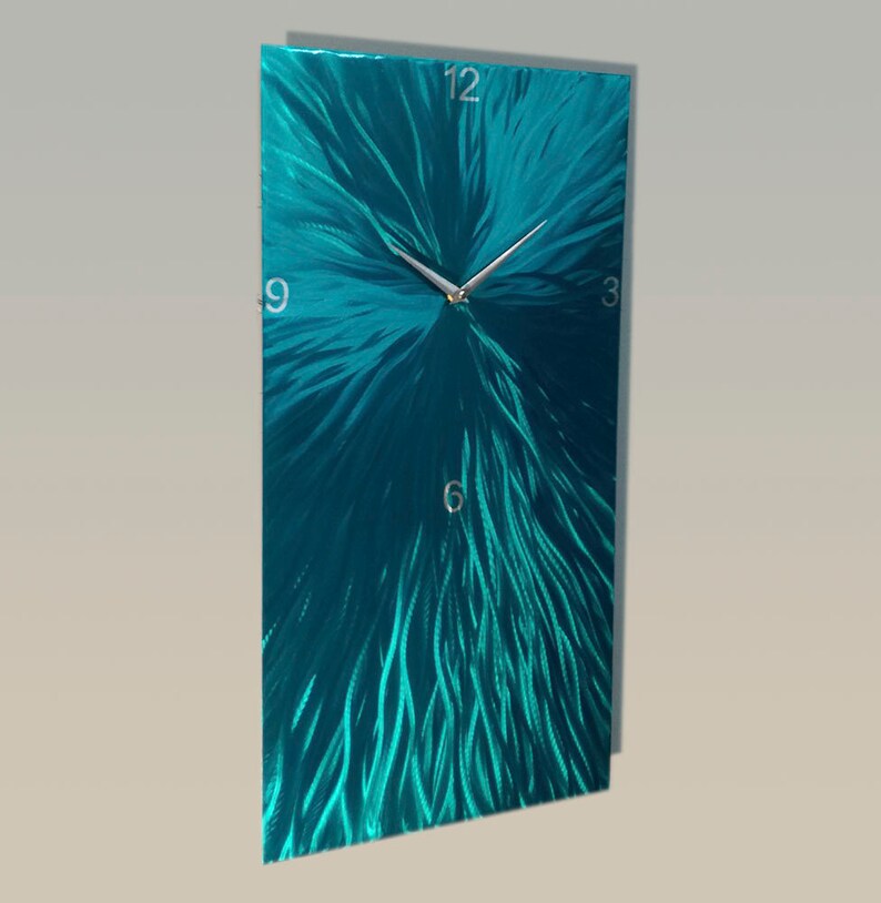 Teal Metal Wall Clock Modern Metal Wall Clock Unique Wall Etsy UK