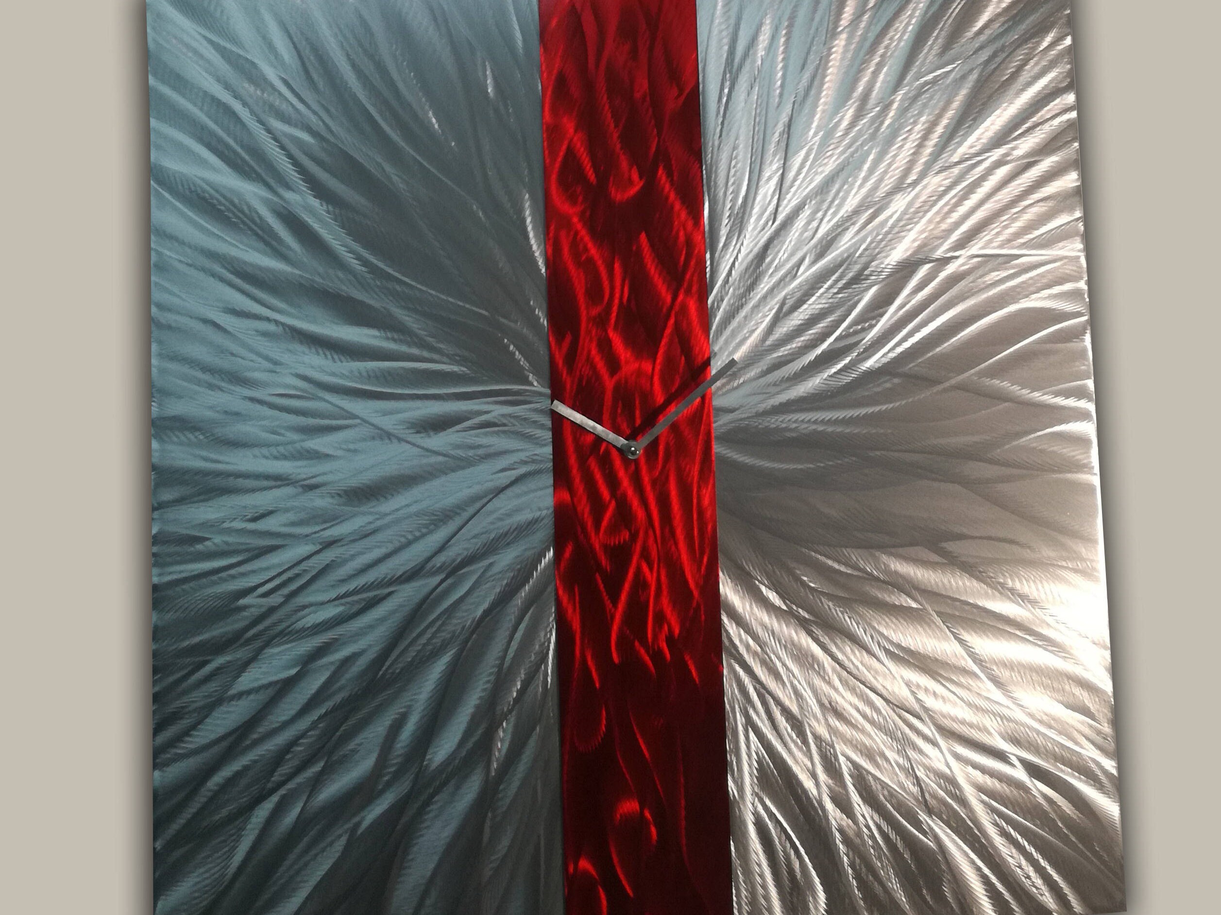 Red Metal Wall Clock Large Wall Clock Modern Wall Clock Red Etsy