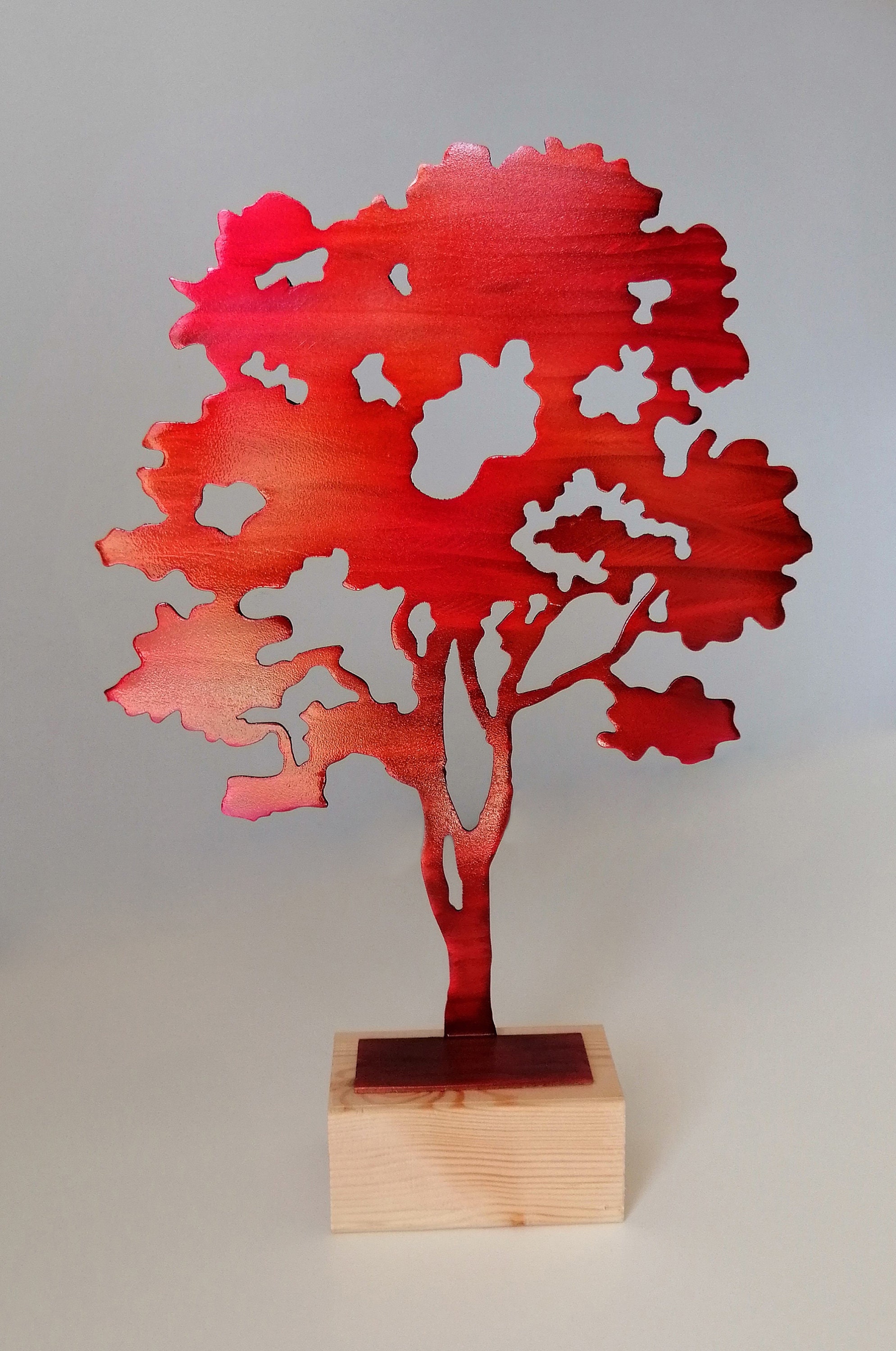 Red Metal Tree Sculpture Metal Art Sculpture Tree Etsy