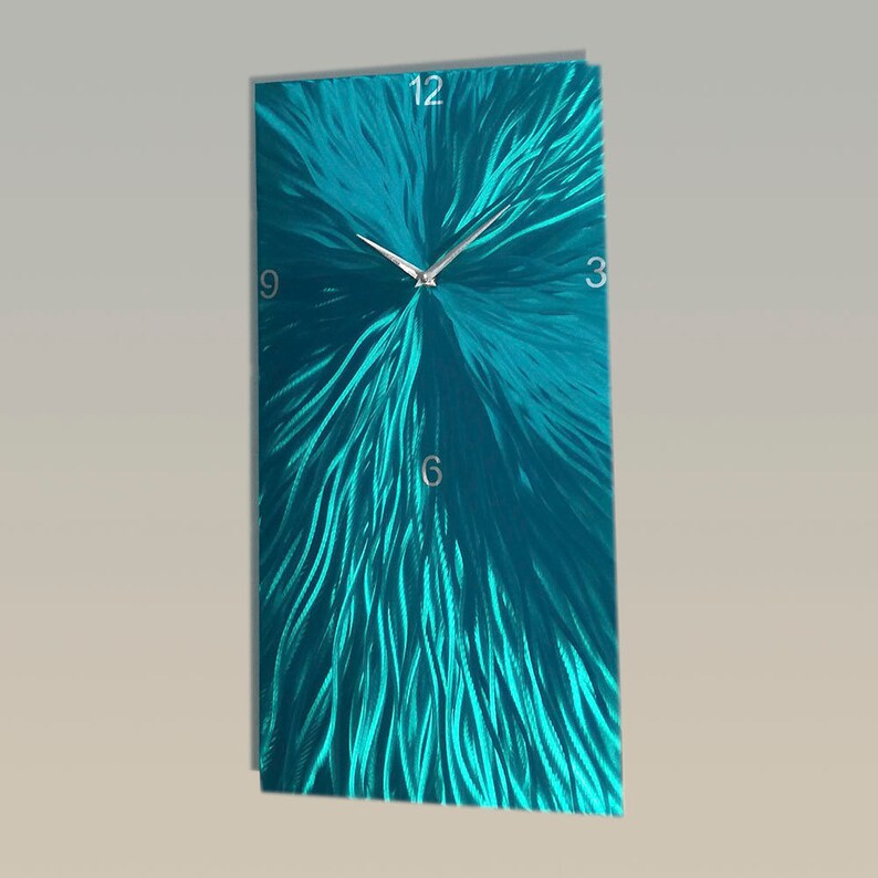 Teal Metal Wall Clock Modern Metal Wall Clock Unique Wall Etsy UK