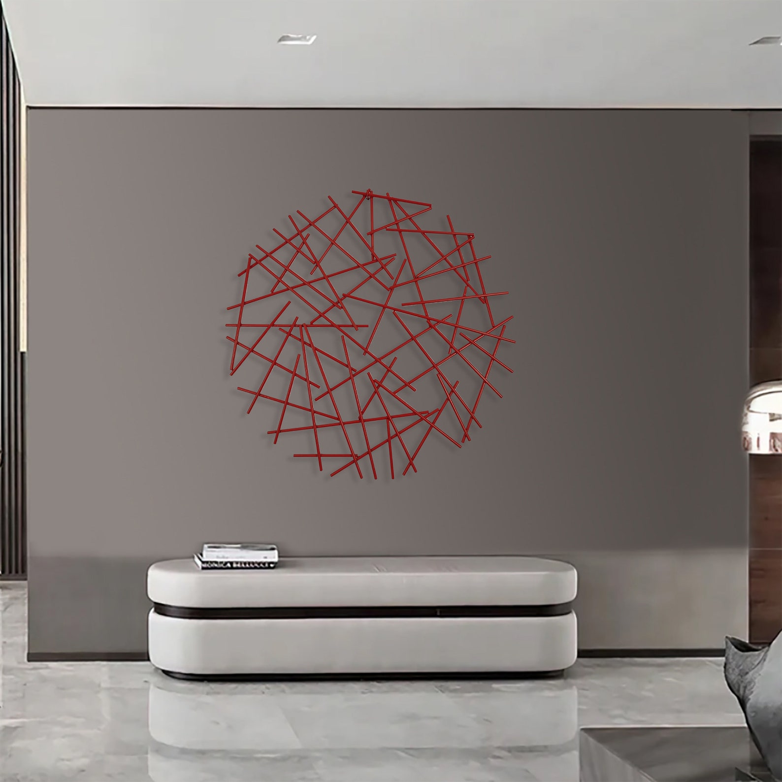 Red Wall Sculpture Metal Wall Art Red Abstract Sculpture Etsy