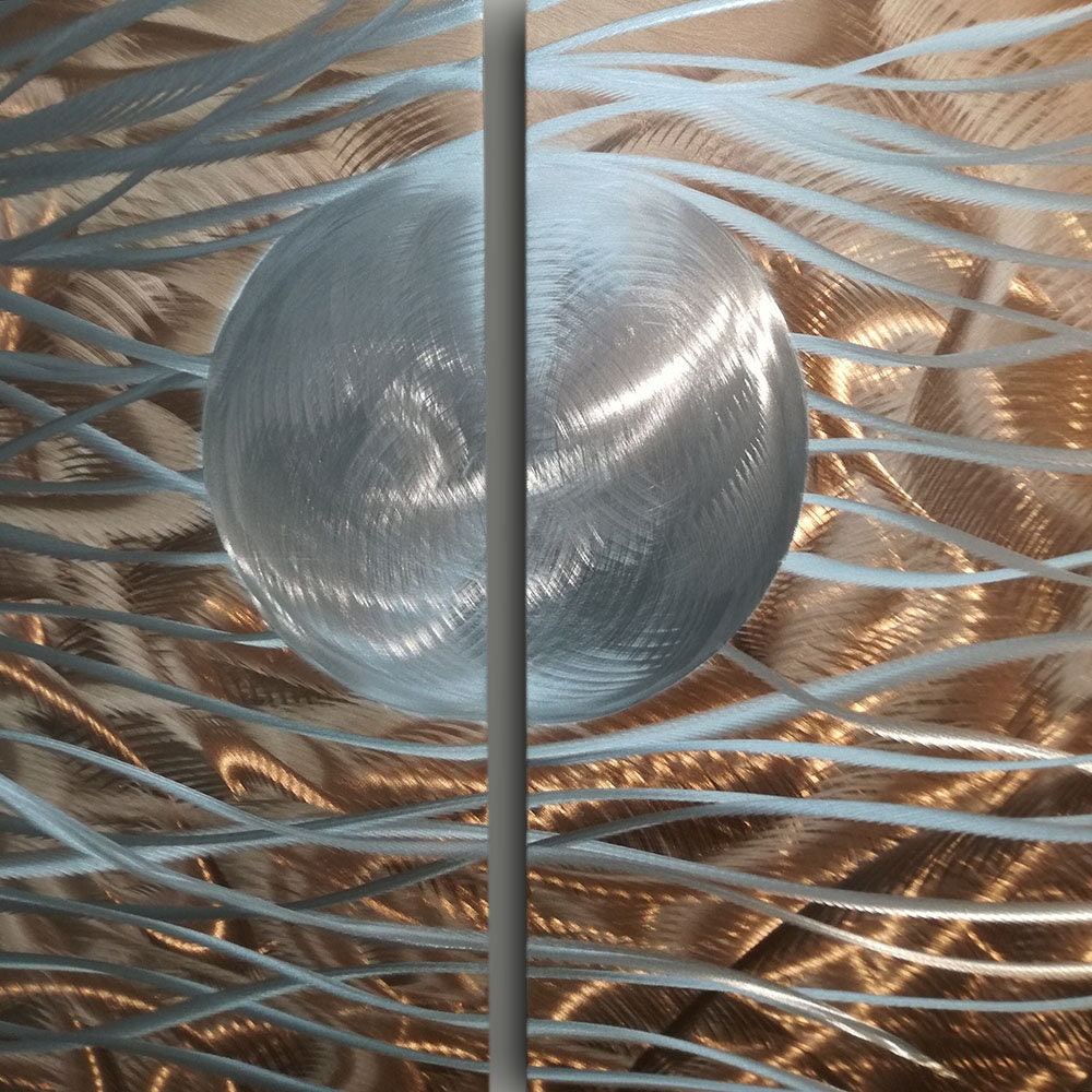 Silvercopper Metal Wall Painting Modern Tree Metal Wall Art Etsy