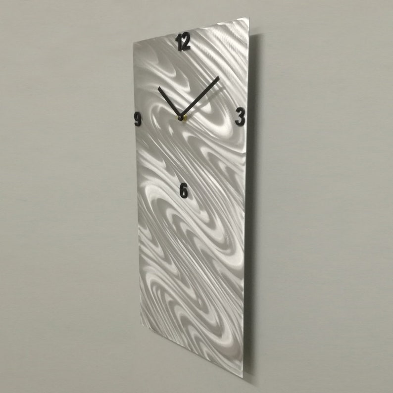 Metal Wall Clock Unique Wall Clock Large Wall Clock Silver Etsy