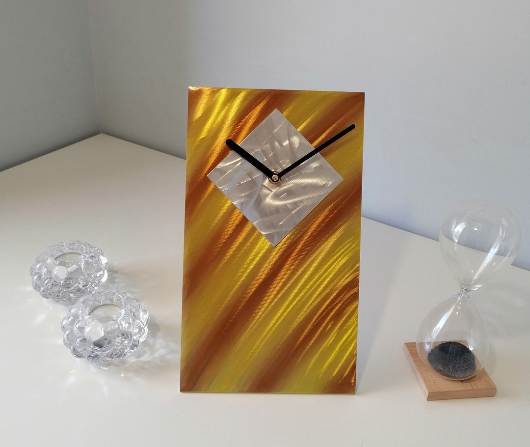 Modern Copperyellow Table Clock Contemporary Table Clock Etsy