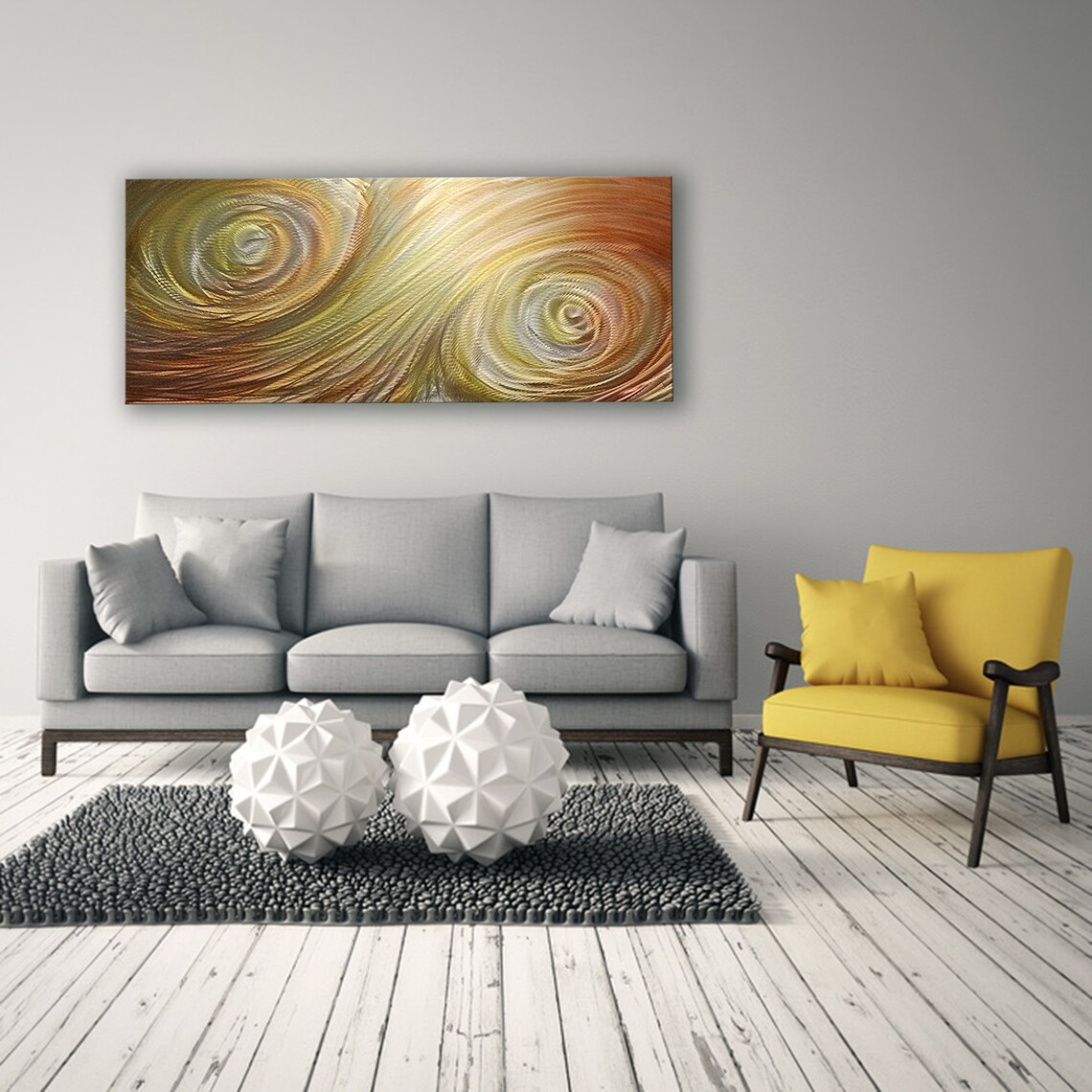 Orangeyellow Metal Wall Art Contemporary Wall Sculpture Etsy