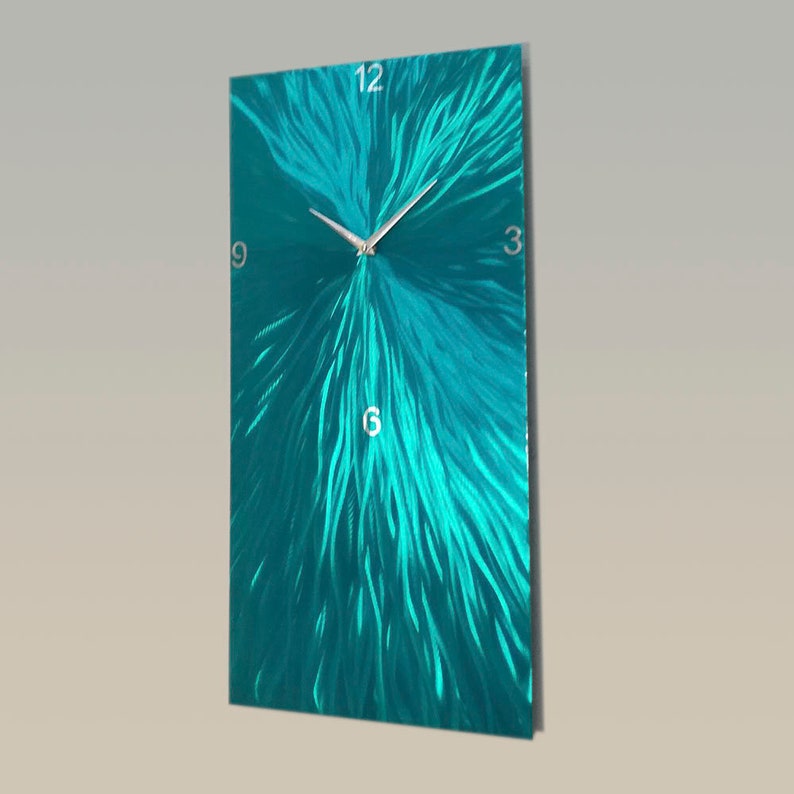 Teal Metal Wall Clock Modern Metal Wall Clock Unique Wall Etsy UK