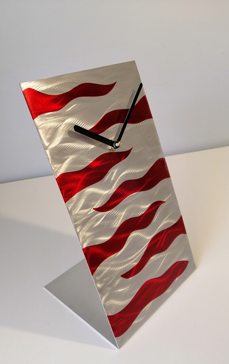 Red Modern Table Clock Contemporary Table Clock Modern Etsy