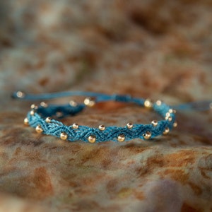 Macrame travel bracelet with 14k gold image 1