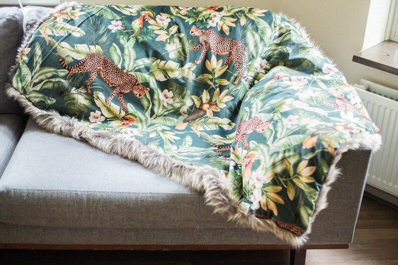 The Velvet Jungle Throw With Highend Faux Fur Etsy