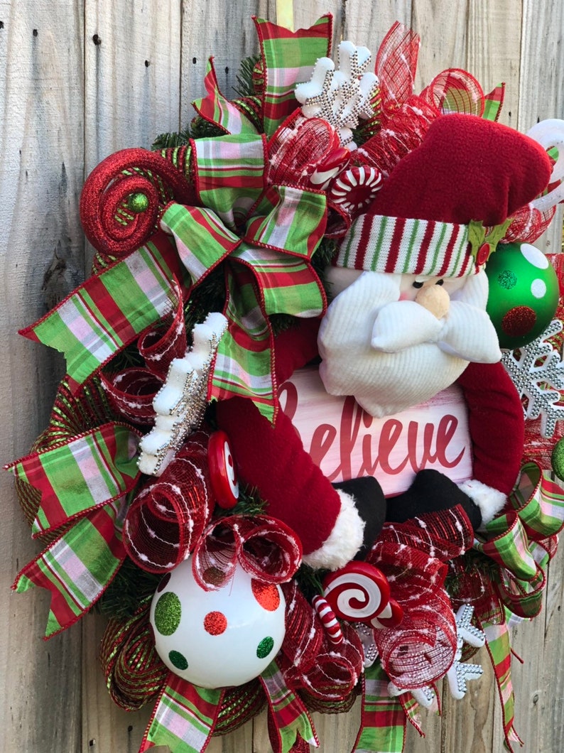 Christmas Wreath Christmas Santa Wreath Christmas Decor Christmas Door Decor Santa Claus Wreath Santa Wreath Christmas Door Wreath