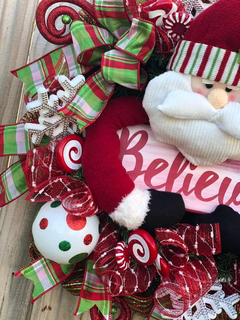 Christmas Wreath Christmas Santa Wreath Christmas Decor Christmas Door Decor Santa Claus Wreath Santa Wreath Christmas Door Wreath