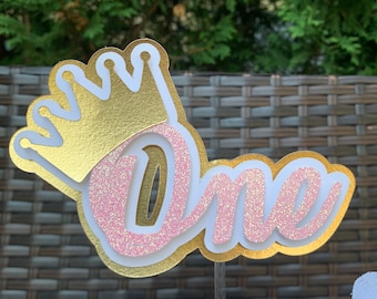 Eerste verjaardag Cake Topper / Smash Cake Topper / Crown Cake Topper