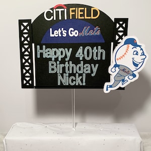 Adorno para tarta de cumpleaños de los Mets de Nueva York/Fiesta de cumpleaños de los Mets de Nueva York/Adorno para tarta de Citi Field