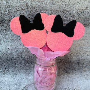 Minnie Mouse Pink Glitter Centerpiece/MinnieCake topper/Minnie Mouse Photobooth prop