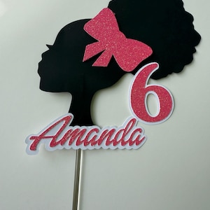 Afro Bow Cake Topper/Doll Cake Topper/Doll Silhouette Cake Topper