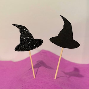 Halloween Party Decor/Halloween Cupcake Toppers/Witch Hat Cupcake Topper