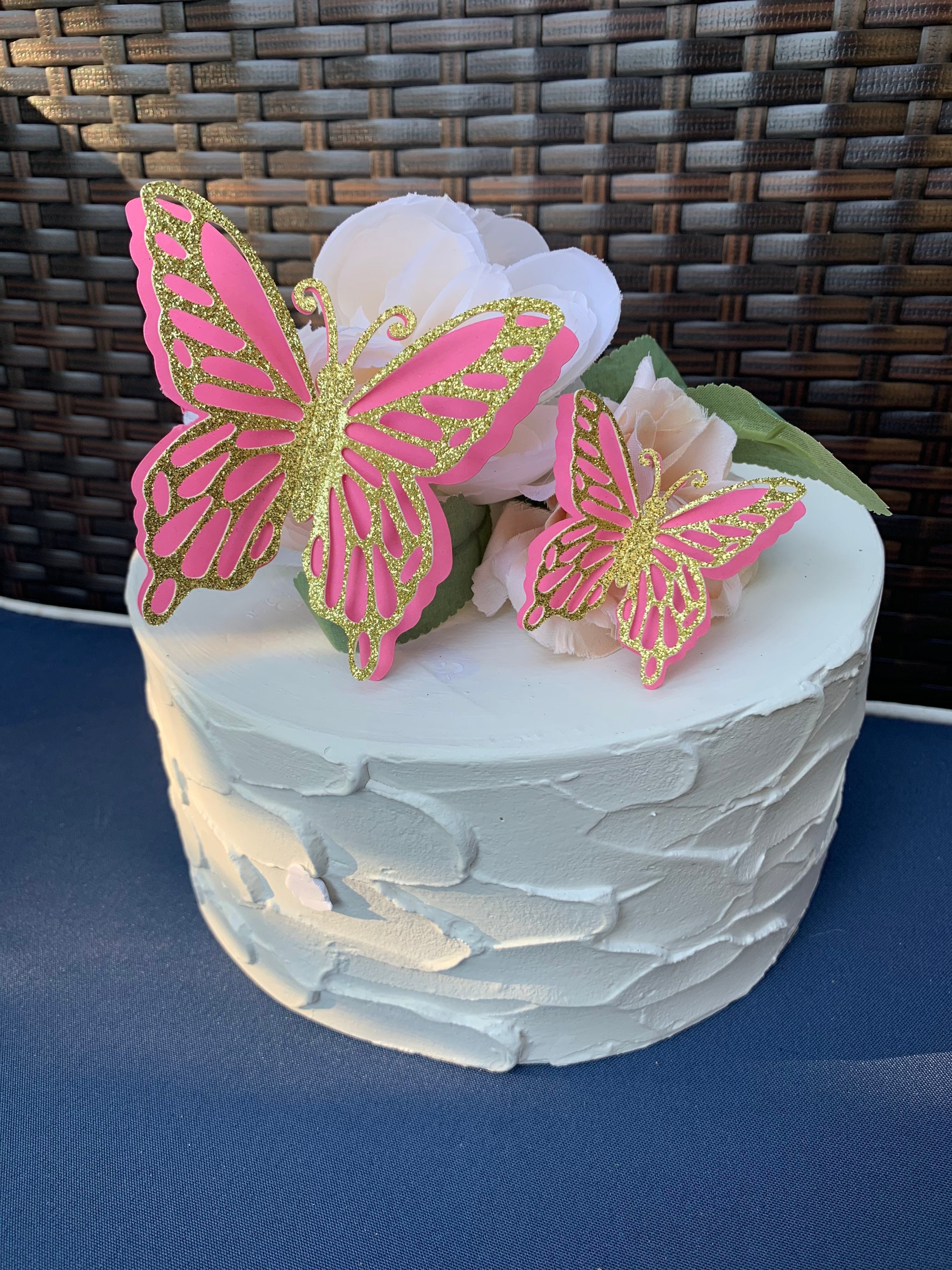 3D Glitter Butterfly Cake Topper - Gold "One" Decor For 1st Birthday & Baby Showers